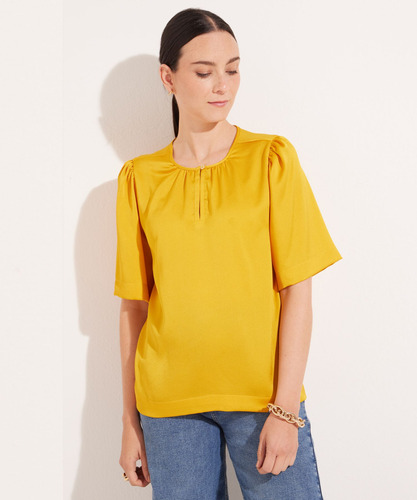 Blusa Mujer Patprimo M/c Amarillo Poliéster 30123054-10190