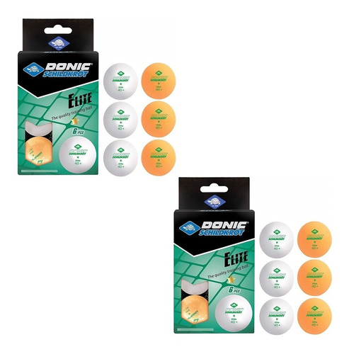 Pelotitas Ping Pong Donic Elite X 12 U. Naranja/blanca