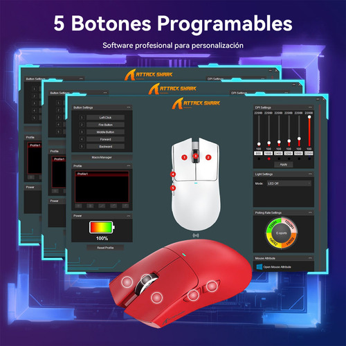Mouse Attack Shark X11 Paw3311 Gaming Base Charging Rgb Red Vermelho