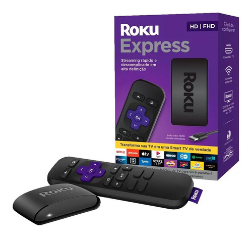 Imagem 1 de 7 de Roku Express Transforma Tv Em Smart Tv Streaming Player F Hd