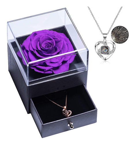 Caja De Regalo Con Forma De Rosa Y Collar De Amor Eterno Par