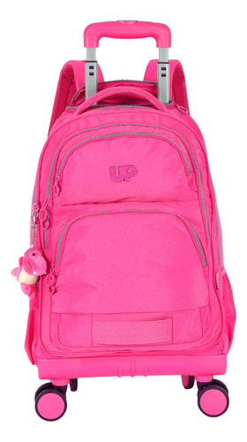Mochila Rodinhas 360 Graus Tactel Premium Up4you Luxcel Cor Pink Desenho Do Tecido Lisa