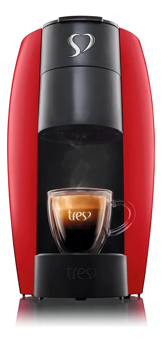 Cafeteira Tres Corações Espresso Lov automática vermelho-brilhante para cápsulas monodose