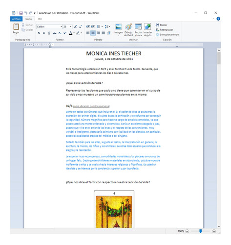 Estudio Numerológico 7 -los 3 Módulos- Software Numerológico