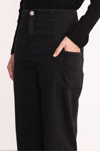 Pantalon Mujer Tiro Alto Elastizado Con Recortes Yagmour Negro 32