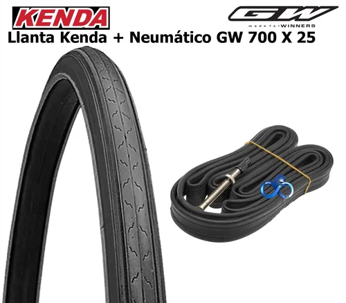 Llanta Bicicleta Kenda + Neumatico Gw 700x25 Ruta Coraza