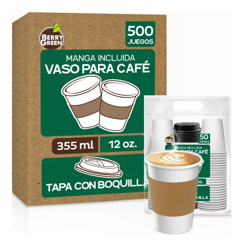 Vaso para Café con Tapa Atmos Homeware color Verde de Plástico 16 OZ  Paquete de 10 Vasos