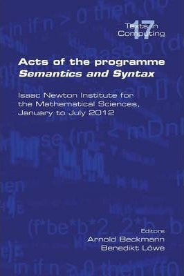 Libro Acts Of The Progamme Sematics And Syntax - Benedikt...
