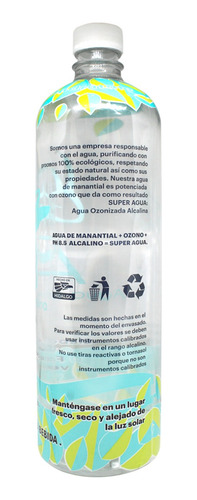 Agua Alcalina Ozonizada Ph 8.5 A03 900 Ml 12 Piezas