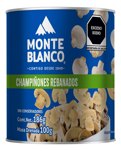 Champiñones Rebanados Monteblanco  6 Pzs 186 Grs C/u