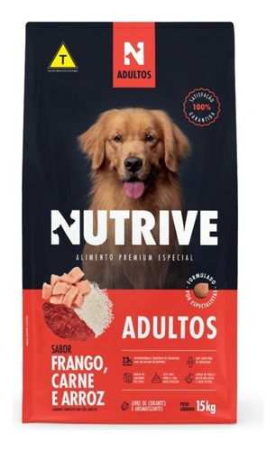 Ração Nutrive Cães Adultos Frango Carne e Arroz 15kg