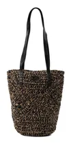 Comprar Carteras Mujer Carteras Xl Extra Large Sandy Shopper Negro Acabado de los herrajes Níquel Correa de hombro A tono Diseño de la tela Liso