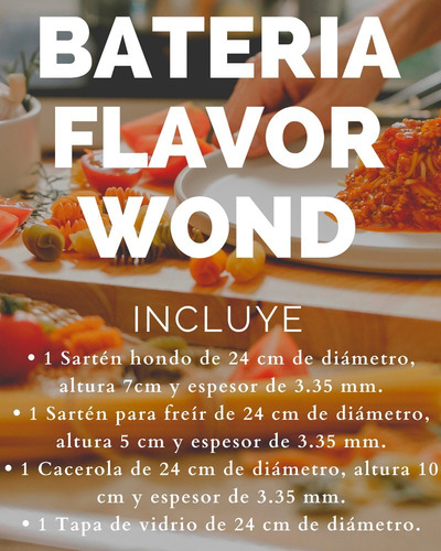 Imagen 3 de 6 de Batería De Cocina Flavorwond Zafiro Antiadherente 6 Capas
