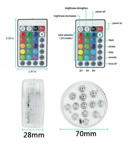 . Ip68 Impermeable Piscina Lámpara Led Funciona Con Batería