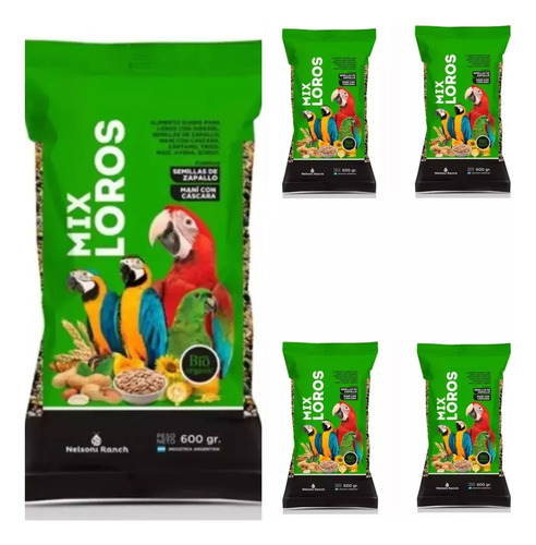 Alimento Para Loros  Mix Loro Nelsoni Ranch X 600 G X 5 Unid