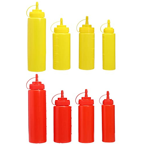 Yardwe 8pcs Condiment Squeeze Bottle Plastic Ketchup Sq...