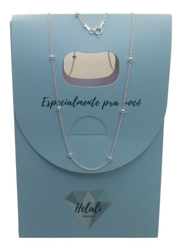 Corrente De Prata Feminina Jóia Legítima Bolinha 3 Mm 45 Cm Cor Prateado