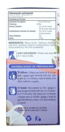 Imagen 2 de 3 de Te Valeriana (30 Bolsitas) Malabar