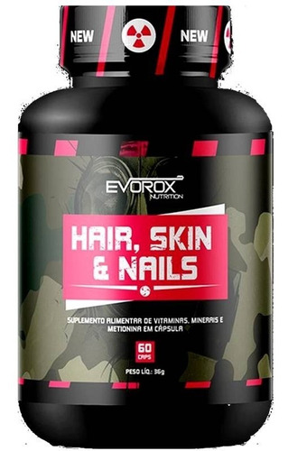 Hair Skin Nails 60cáps Evorox Cabelo Pele & Unhas