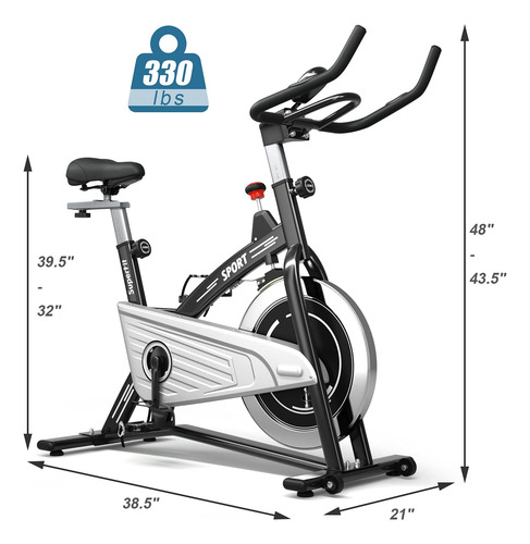 Bicicleta Estática Para Interiores Con Monitor Y Resistencia Negro