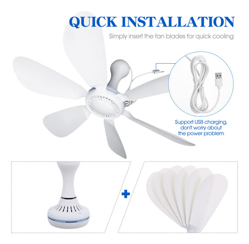 1 Juego De Ventilador De Techo Portátil Para Colgar Tiendas