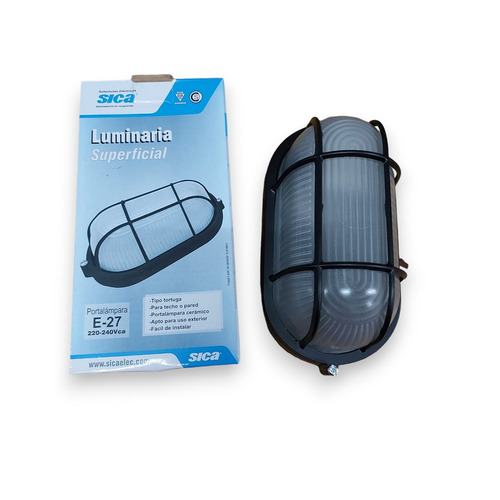 Imagen 7 de 9 de Tortuga Oval Aluminio C/vidrio Sica color negro E27