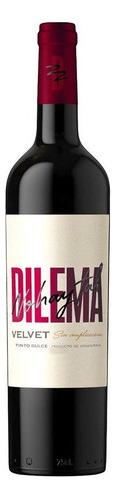 Botella De Vino Tinto Velvet 750 Ml  Bodega Dilema Wines