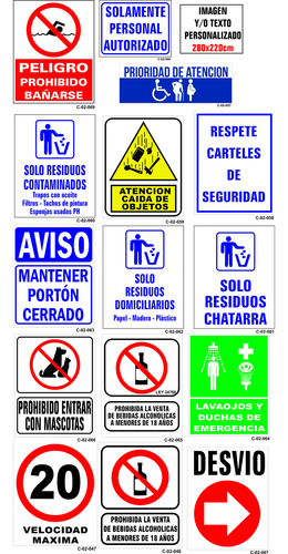Combo Carteles Señalización Interior Personalizados C-02-132 Dorado