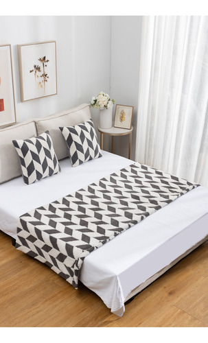 Pack Piecera Cama Diseño Peludo Rombo Asthetic 2 Plz Y King