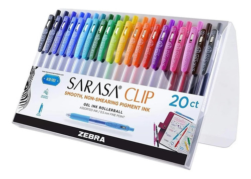 Pack De 20 Colores Lapiz Gel Bollerball Zebra Sarasa 0,5mm
