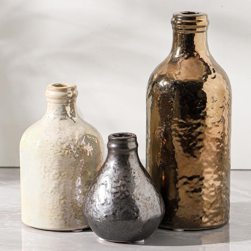 Conjunto De 3 Jarrones De Cerámica | Decoración De Jarrones
