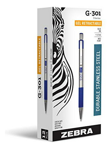 Bolígrafos De Tinta De Ge Zebra G-301 Stainless Steel Retrac