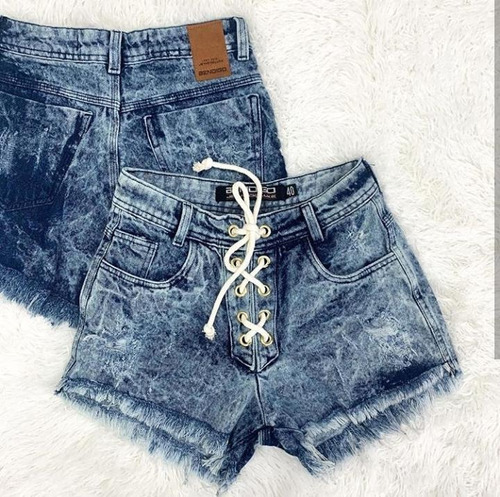 shorts jeans cintura alta curto