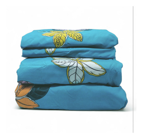 Juego De Sabanas Para Cama Queen Size Azul Turquesa Floreado