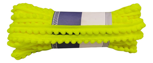 Cordão Fita Mini Pompom 13mm - 10 Metros - Cores Cor Amarelo Limão