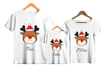 Comprar Kit Família Camisetas 3 Peças Pai Mãe Filho Rena Natalina