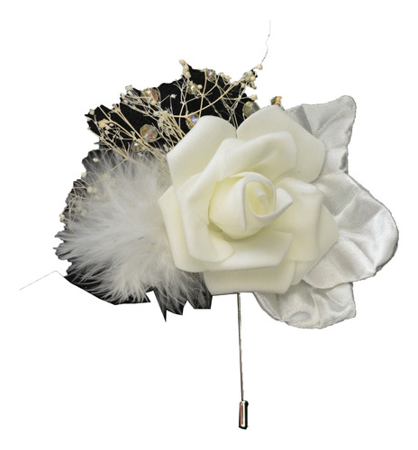 Azar  Novio Boda Boutonniererosa Ivory Cristales