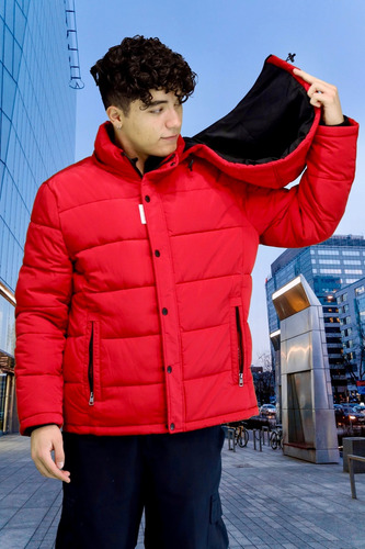 Chamarra Calvin Klein L Rojo Con Capucha Desmontable