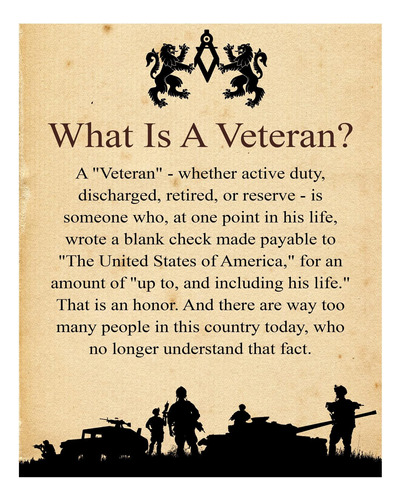 What Is A Veteran - Inspirador Cartel Patriótico Para Pared,