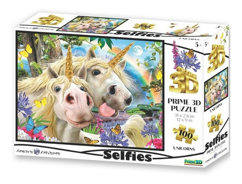 Puzzle Rompecabezas 100 Pzs Prime 3d Selfie Unicornios 10747