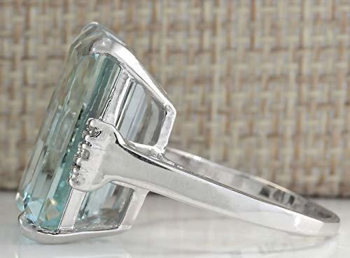 Vintage Mujer 925 Plata Aguamarina Anillo De Piedras Precios
