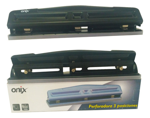 Perforadora Onix Metálica De 3 Perforaciones Móviles