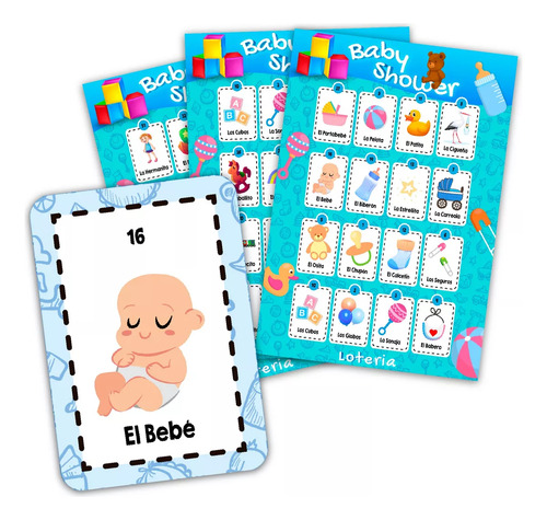 Lotería Baby Shower Niño 100 Tablas Imprimibles Juegos Extra