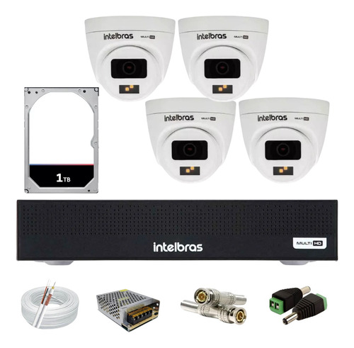 Kit Intelbras 4 Vhd 1120d Full Color, Dvr Mhdx 1004, C/1tb