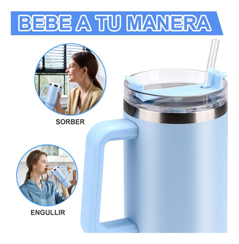 Termo Acero Inoxidable 40oz Vaso Térmico Mantiene Frio Azul