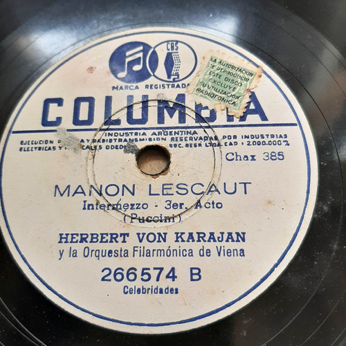 Pasta Herbert Von Karajan Orq Viena Columbia Tc12