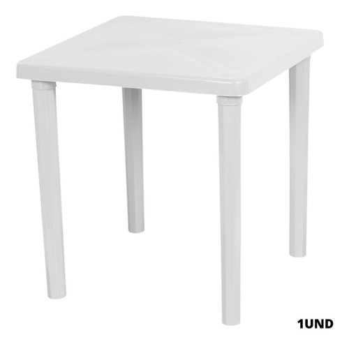 Mesa de plástico cuadrada blanca extraíble 70x70x72 cm Plasnew Color White