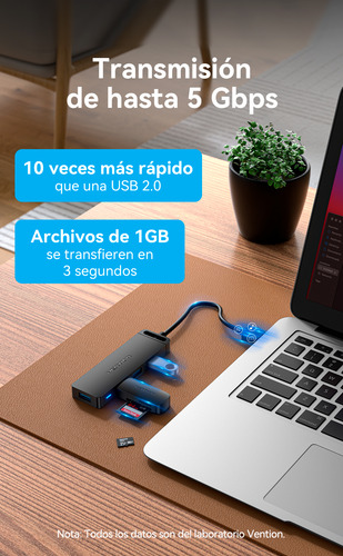 Hub Usb 3.0 Vention/ 4xusb/ 1xmicrousb Pd