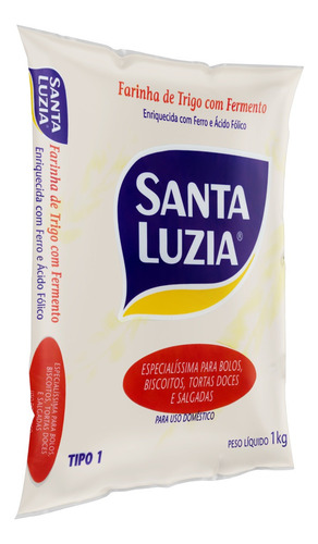Farinha de Trigo Tipo 1 com Fermento Santa Luzia Pacote 1kg