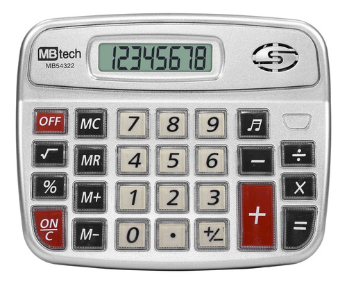 Calculadora Digital 8 Dígitos Mbtech Basica Prata